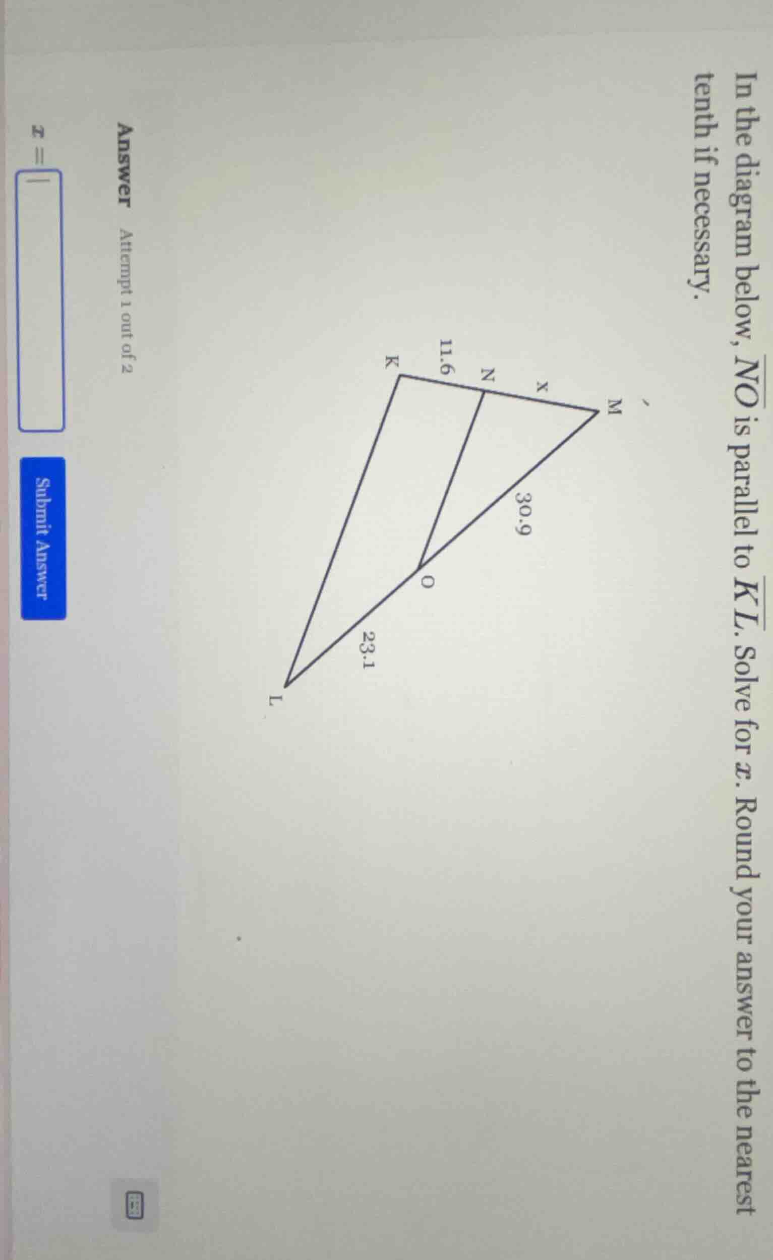 in the diagram below, (overline{no}) is parallel to (overline{kl}). sol…