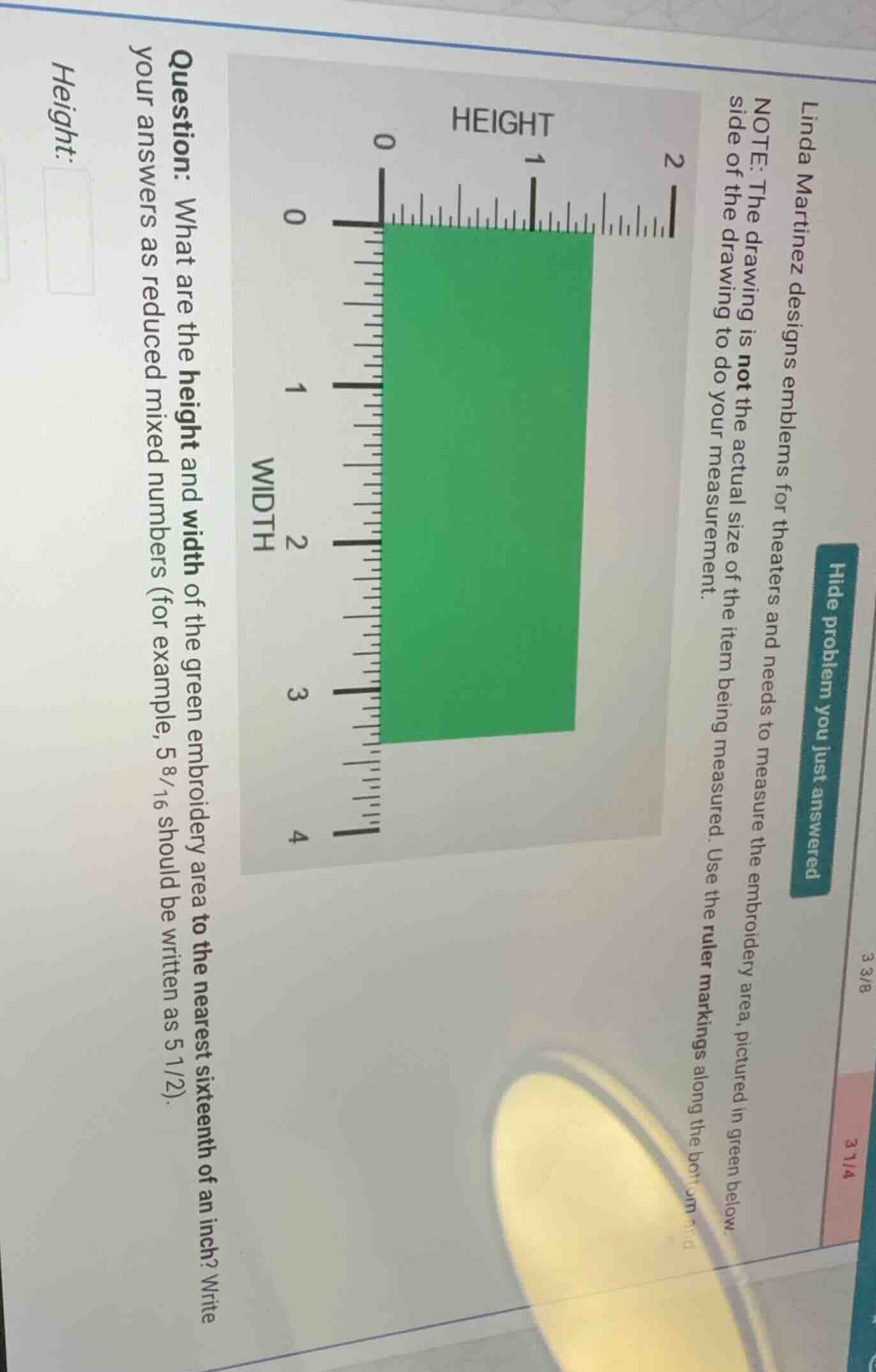 linda martinez designs emblems for theaters and needs to measure the em…