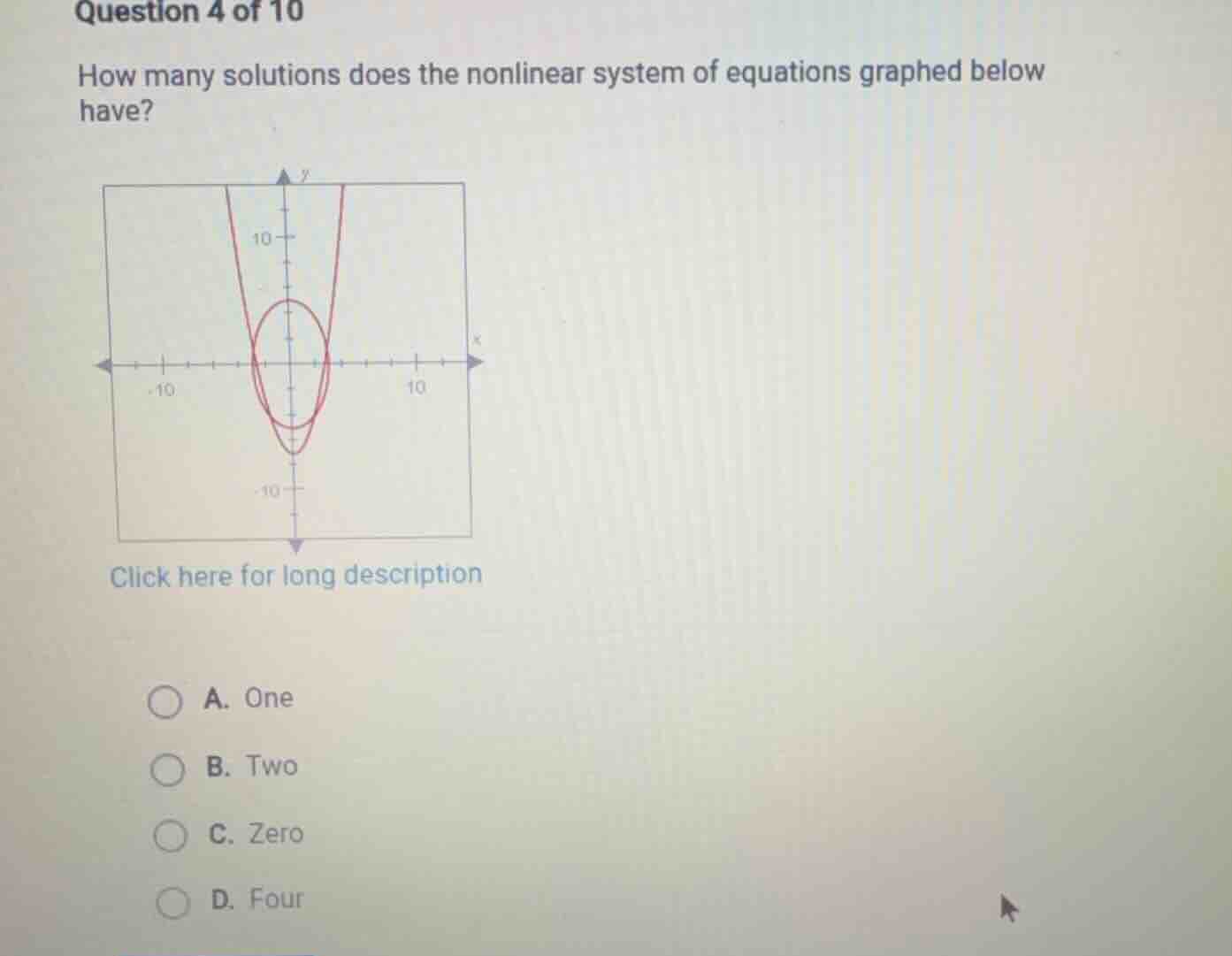 question 4 of 10 how many solutions does the nonlinear system of equati…
