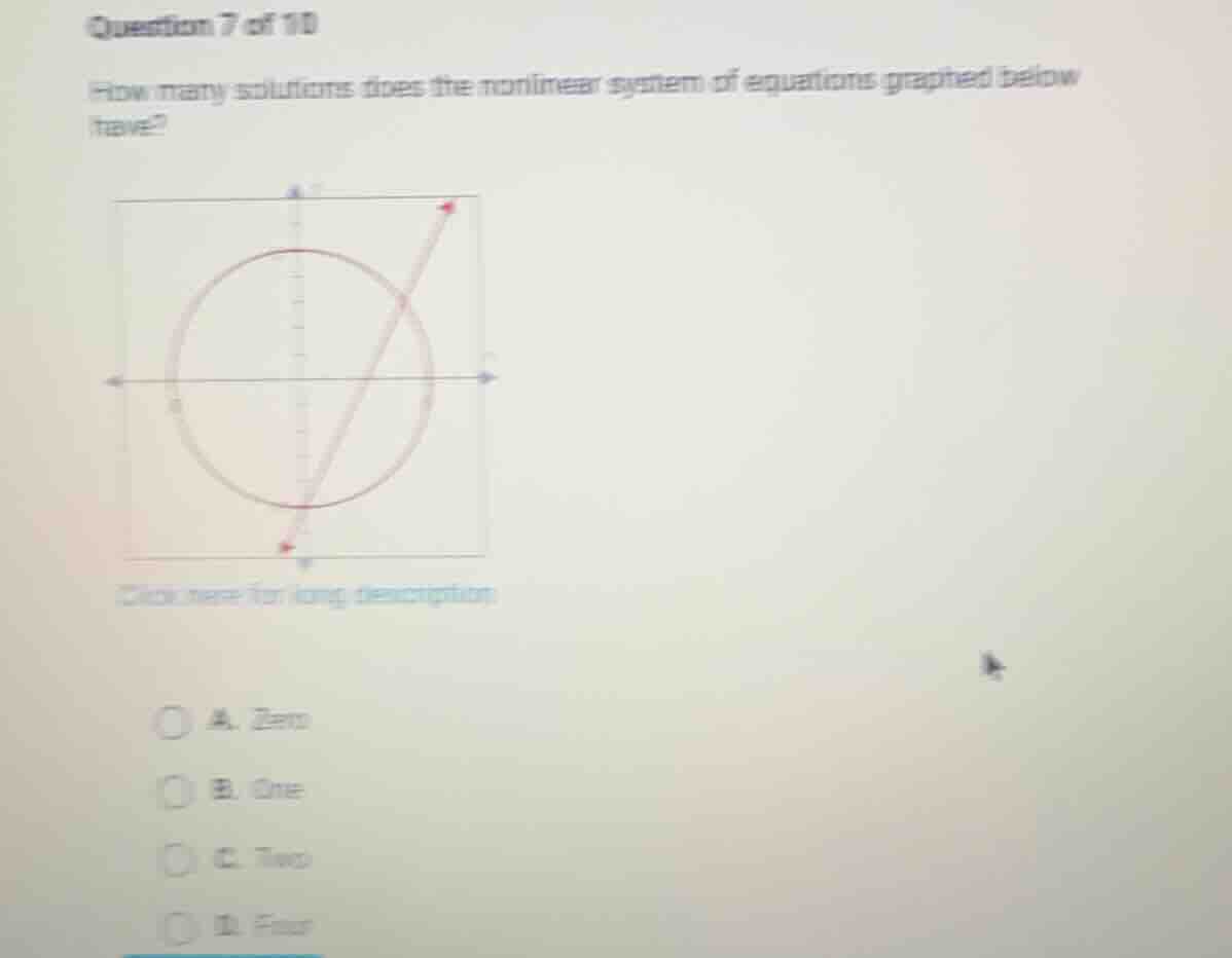 question 7 of 10 how many solutions does the nonlinear system of equati…