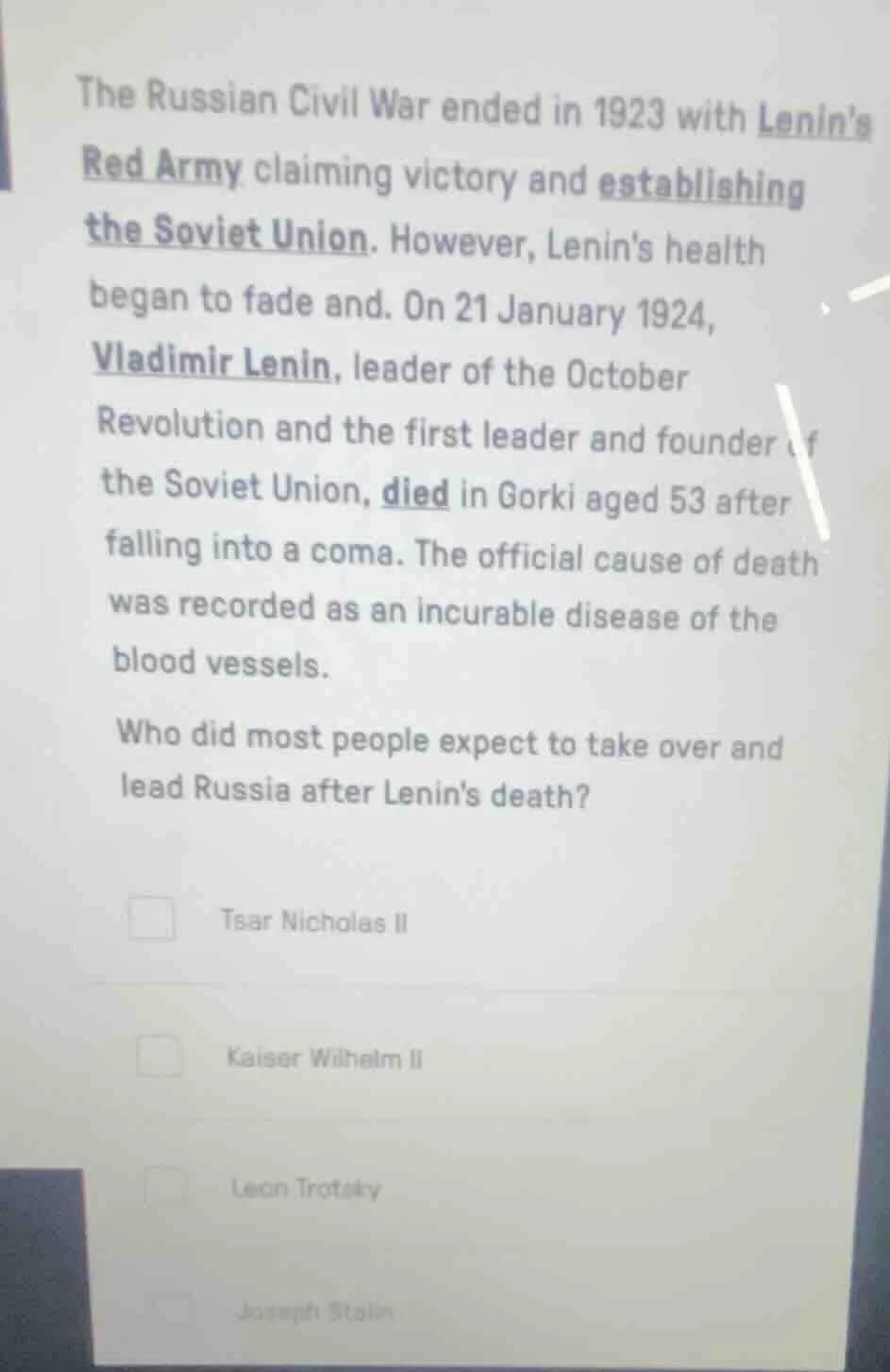 the russian civil war ended in 1923 with lenins red army claiming victo…