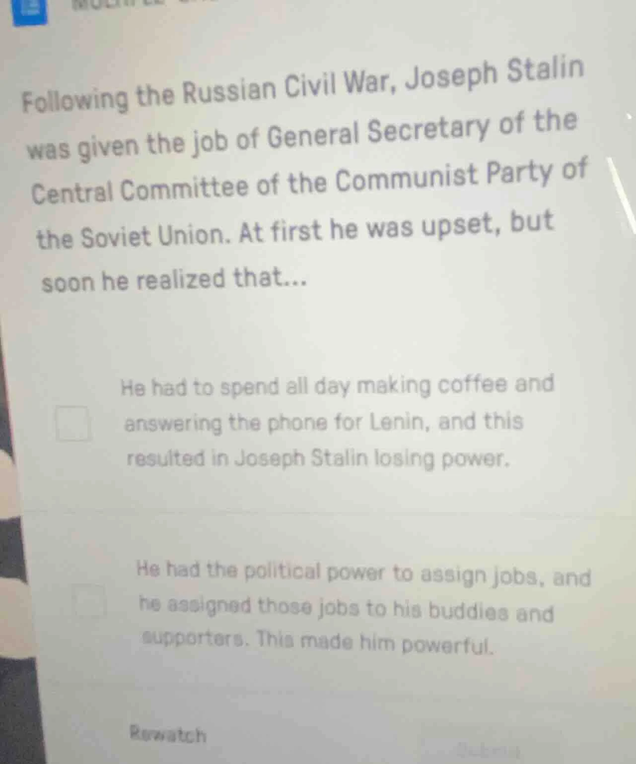 following the russian civil war, joseph stalin was given the job of gen…