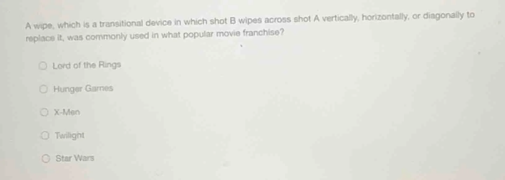a wipe, which is a transitional device in which shot b wipes across sho…