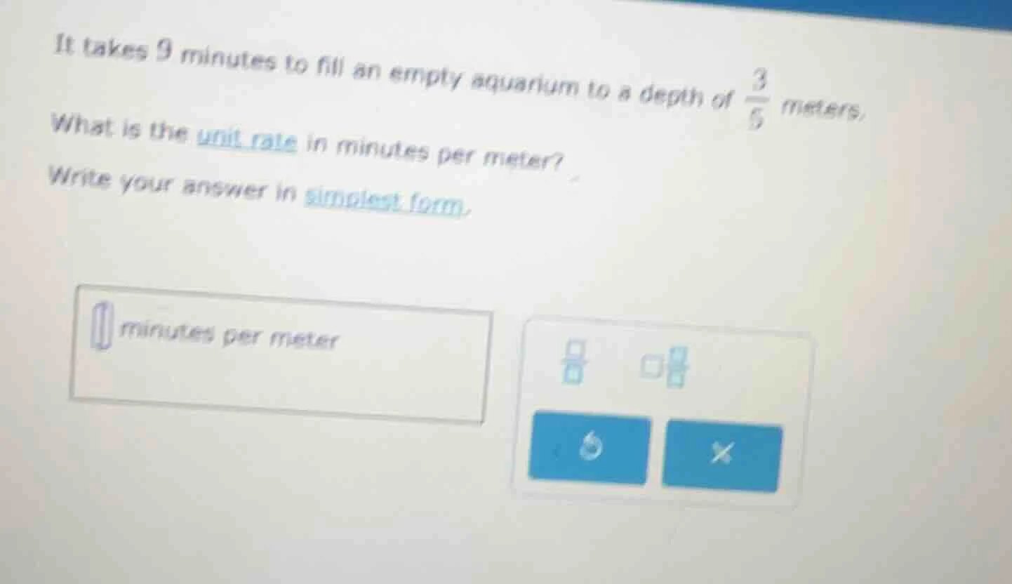 it takes 9 minutes to fill an empty aquarium to a depth of \\(\\frac{3}…