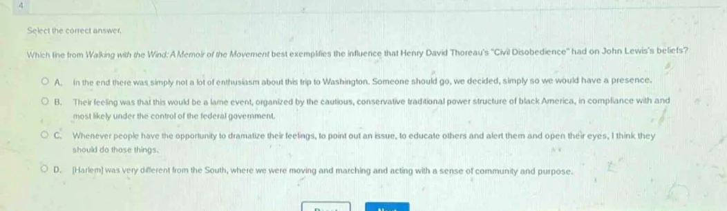 select the correct answer. which line from walking with the wind: a mem…