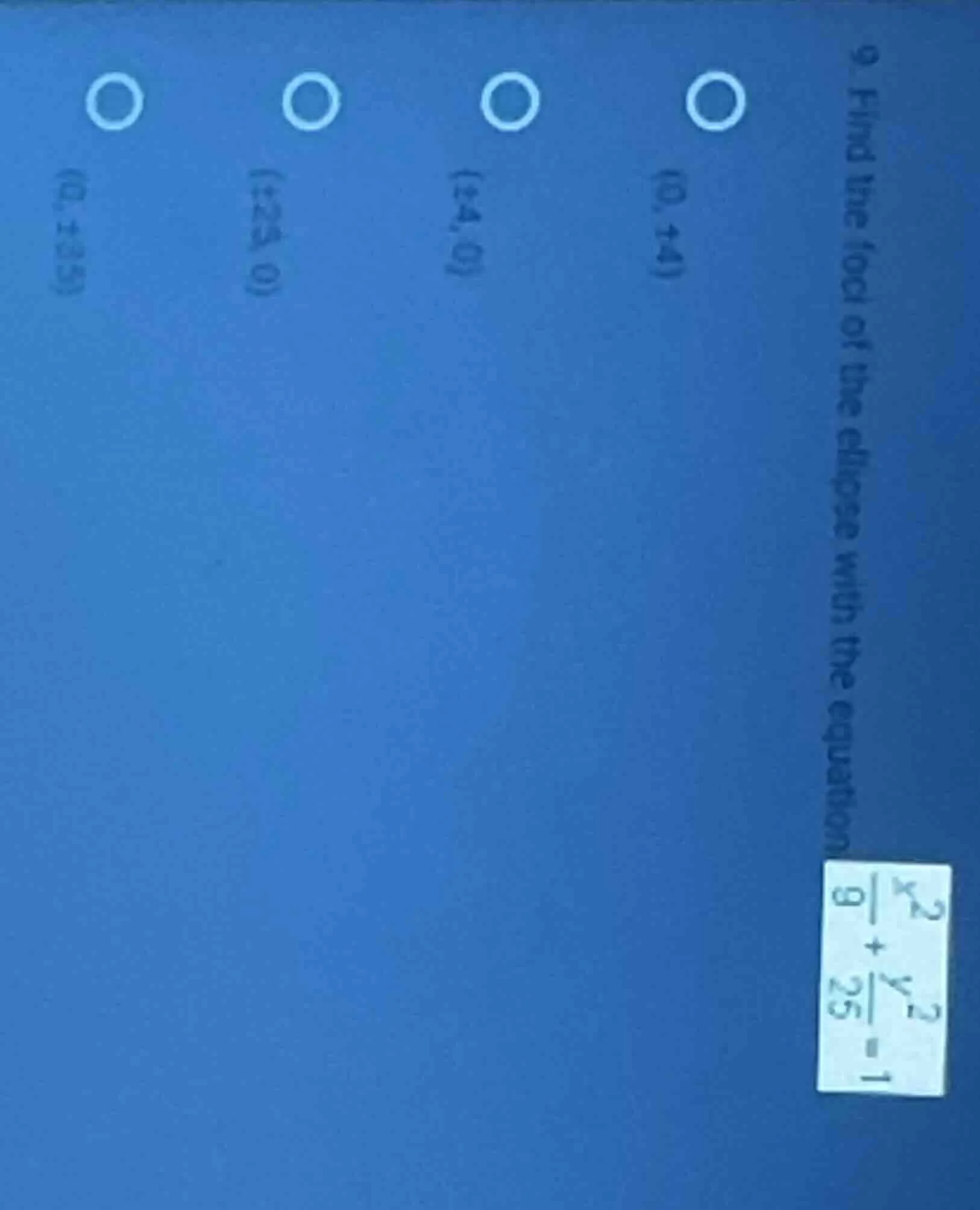 9. find the foci of the ellipse with the equation \\(\\frac{x^2}{9} + \…