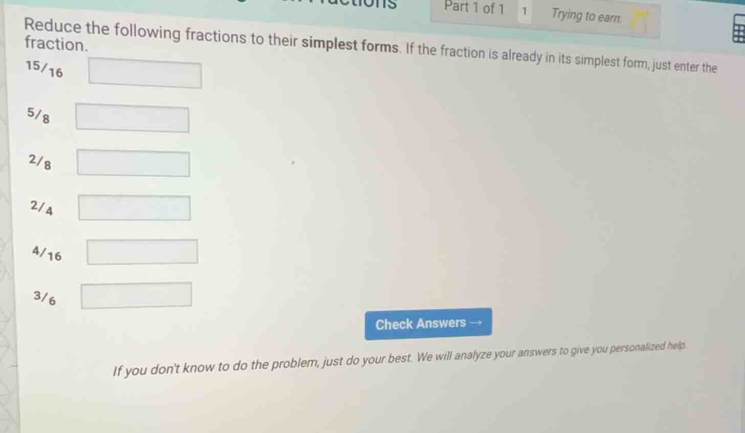 reduce the following fractions to their simplest forms. if the fraction…