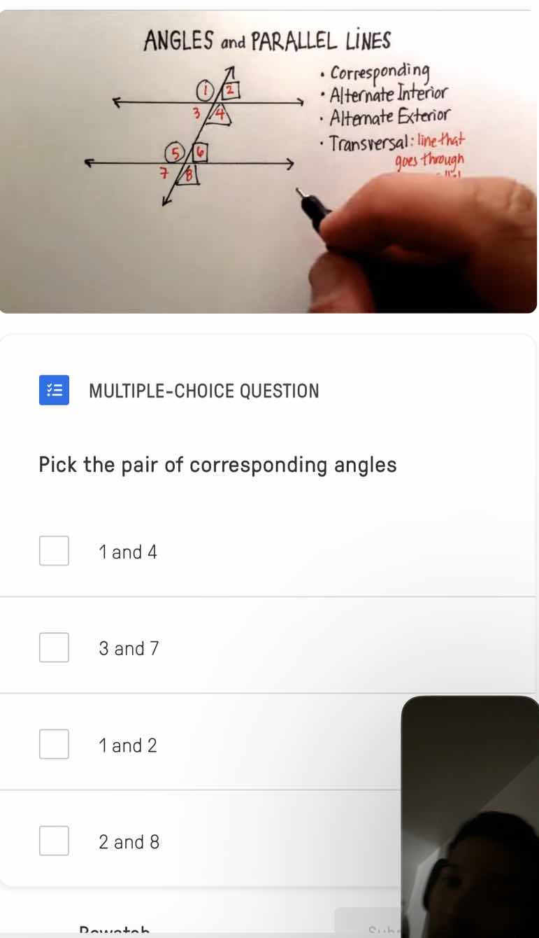 angles and parallel lines • corresponding • alternate interior • altern…