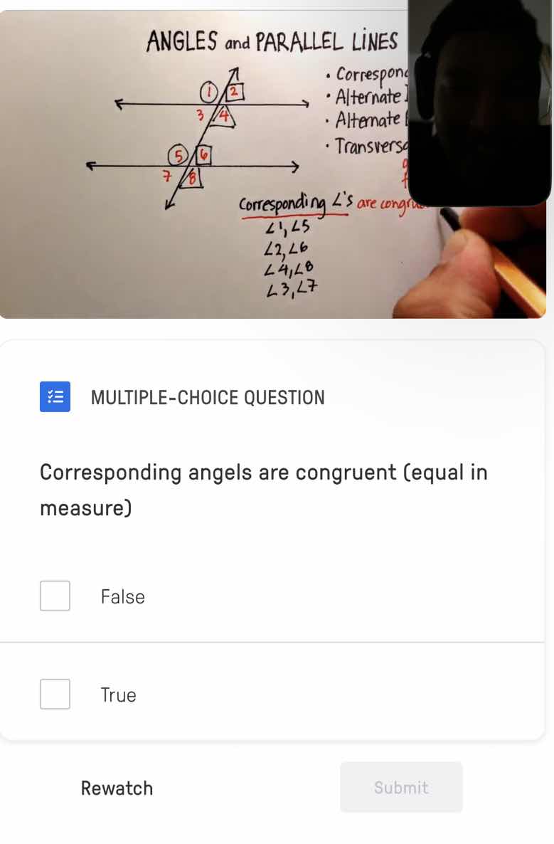 angles and parallel lines • correspon • alternate • alternate • transve…