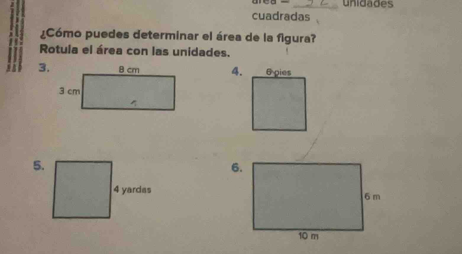 ¿cómo puedes determinar el área de la figura? rotula el área con las un…