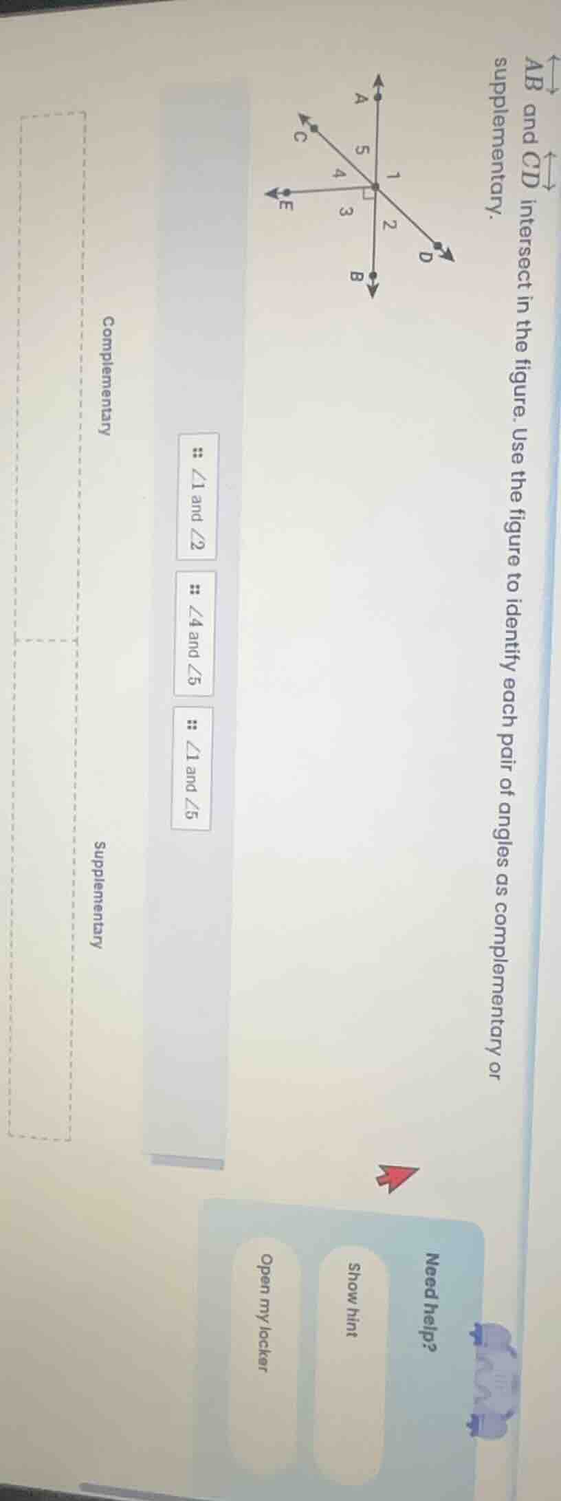 ab and cd intersect in the figure. use the figure to identify each pair…