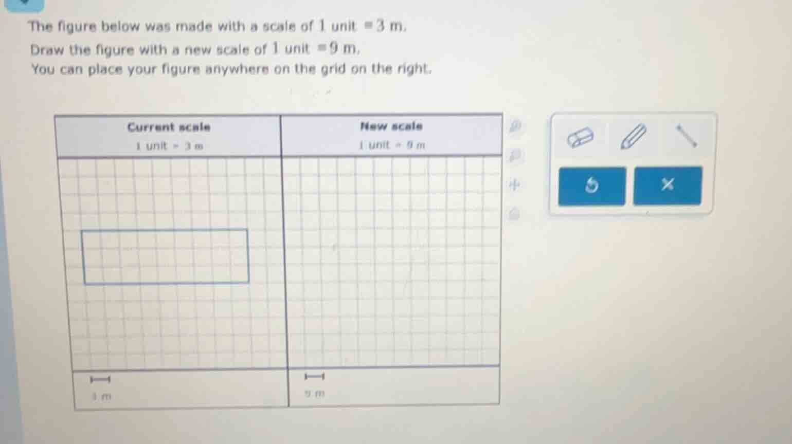 the figure below was made with a scale of 1 unit = 3 m. draw the figure…