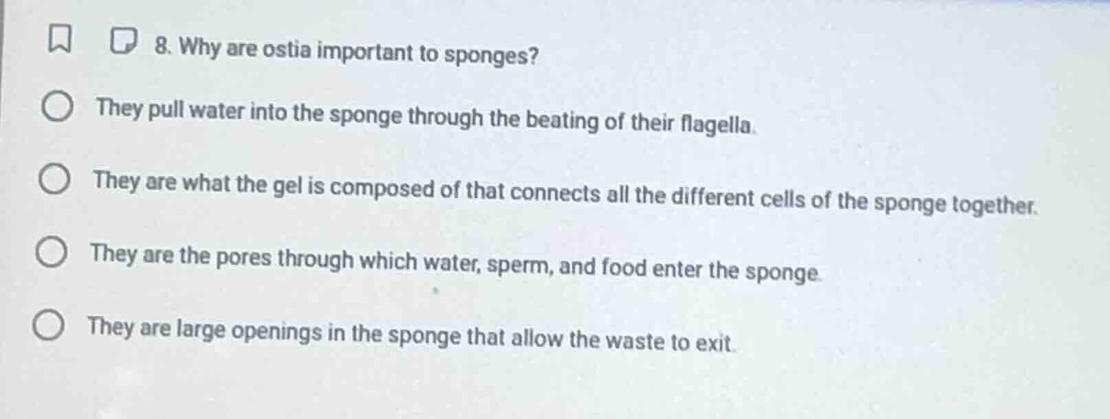 8. why are ostia important to sponges? they pull water into the sponge …