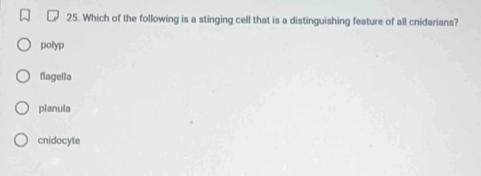 25. which of the following is a stinging cell that is a distinguishing …