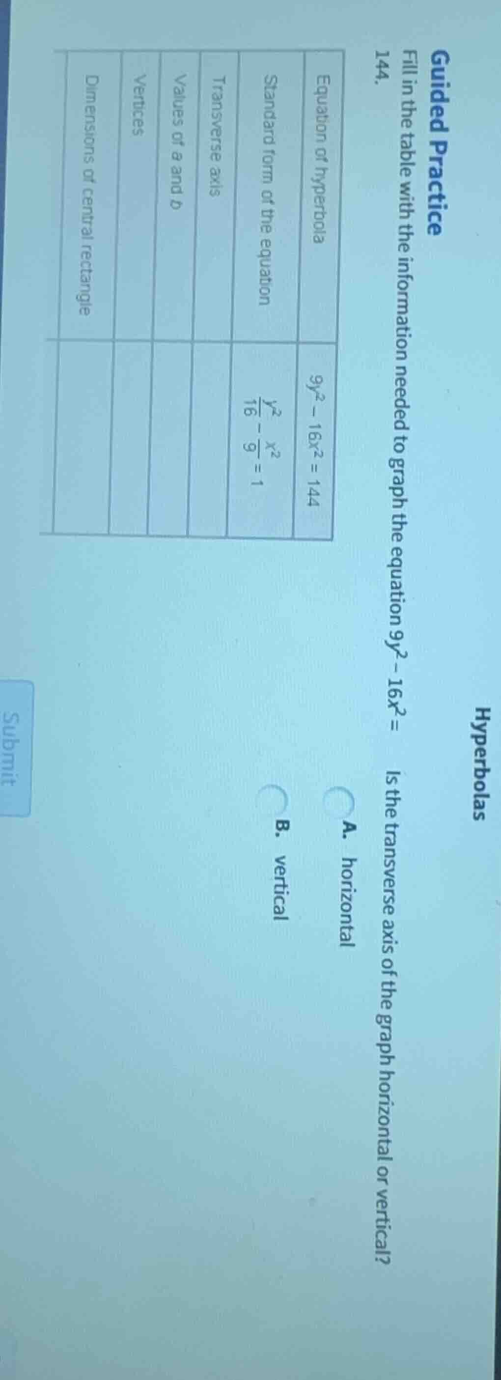 guided practice 144. fill in the table with the information needed to g…