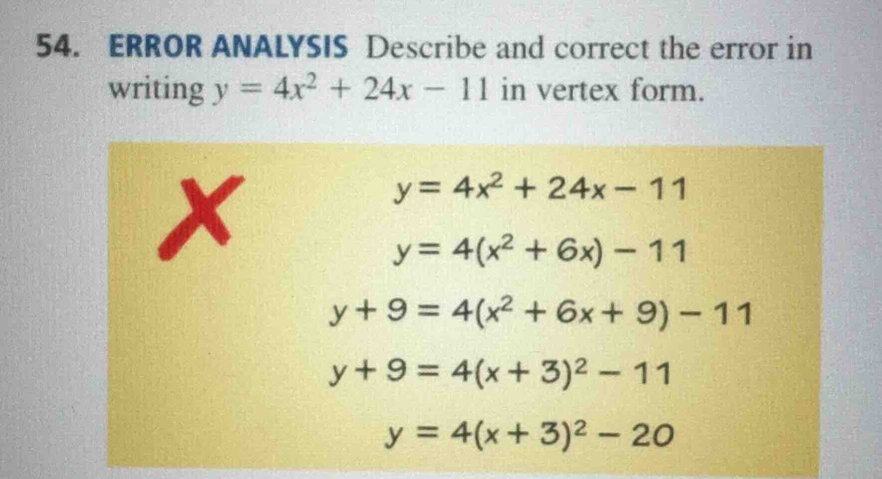 54. error analysis describe and correct the error in writing $y = 4x^2 …