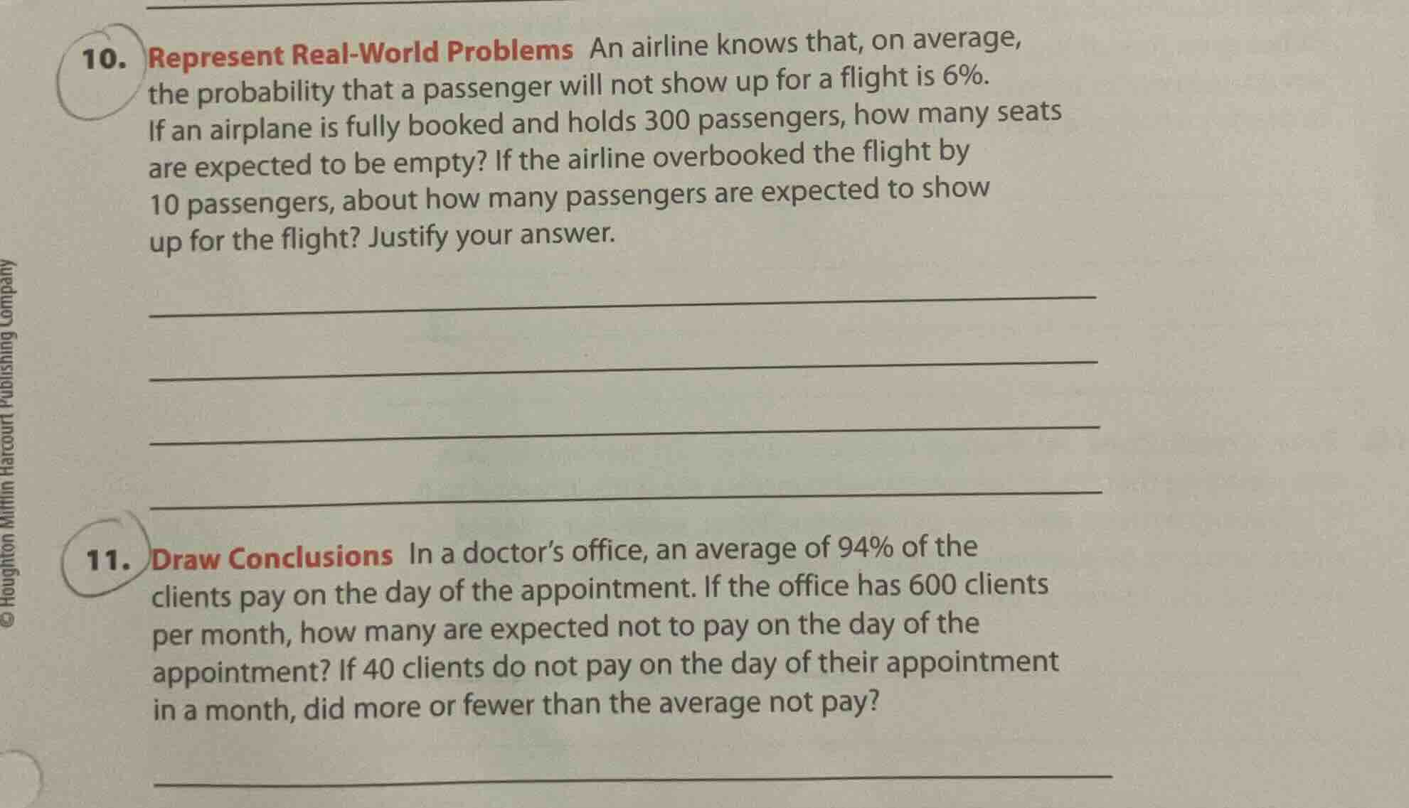 10. represent real - world problems an airline knows that, on average, …