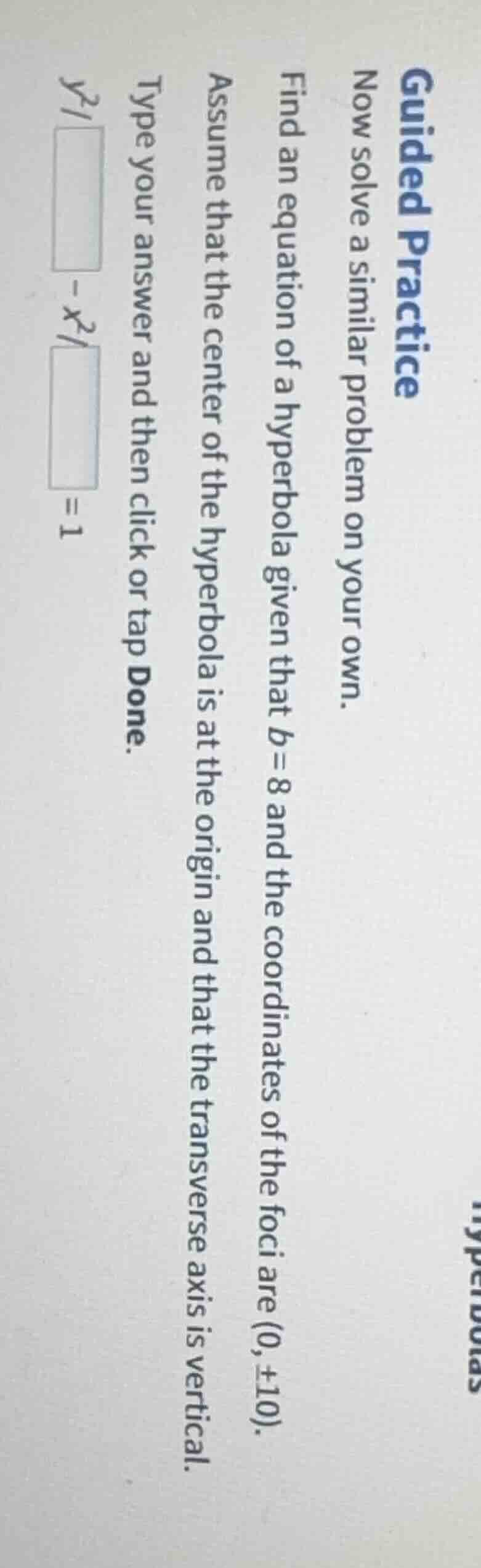 guided practice now solve a similar problem on your own. find an equati…