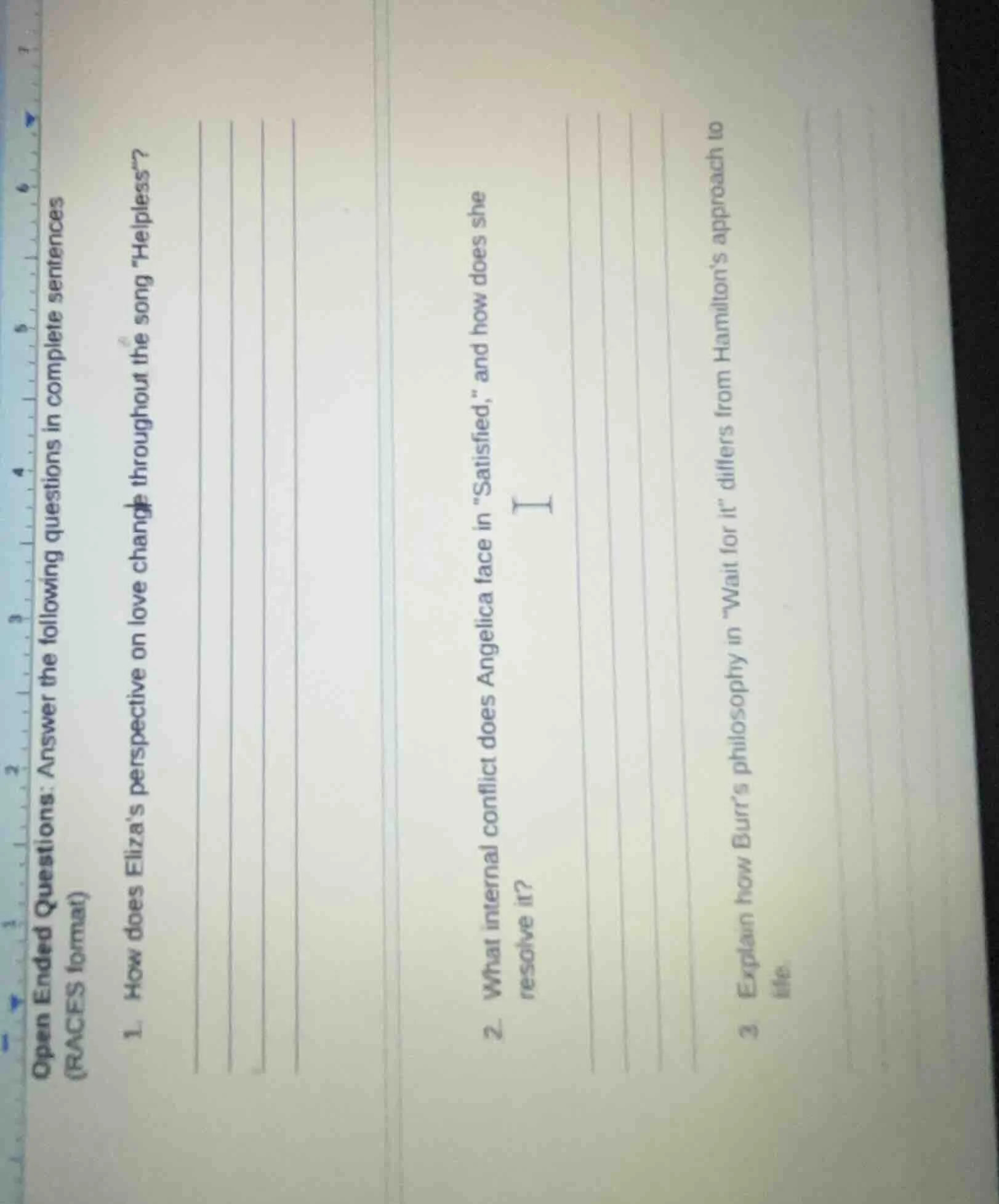 open ended questions: answer the following questions in complete senten…