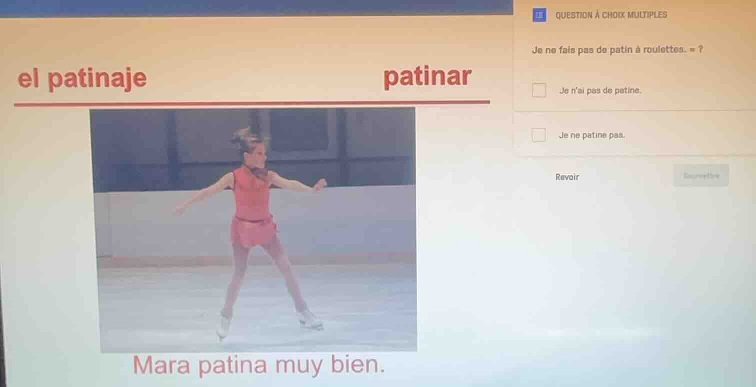 el patinaje patinar mara patina muy bien. question à choix multiples je…
