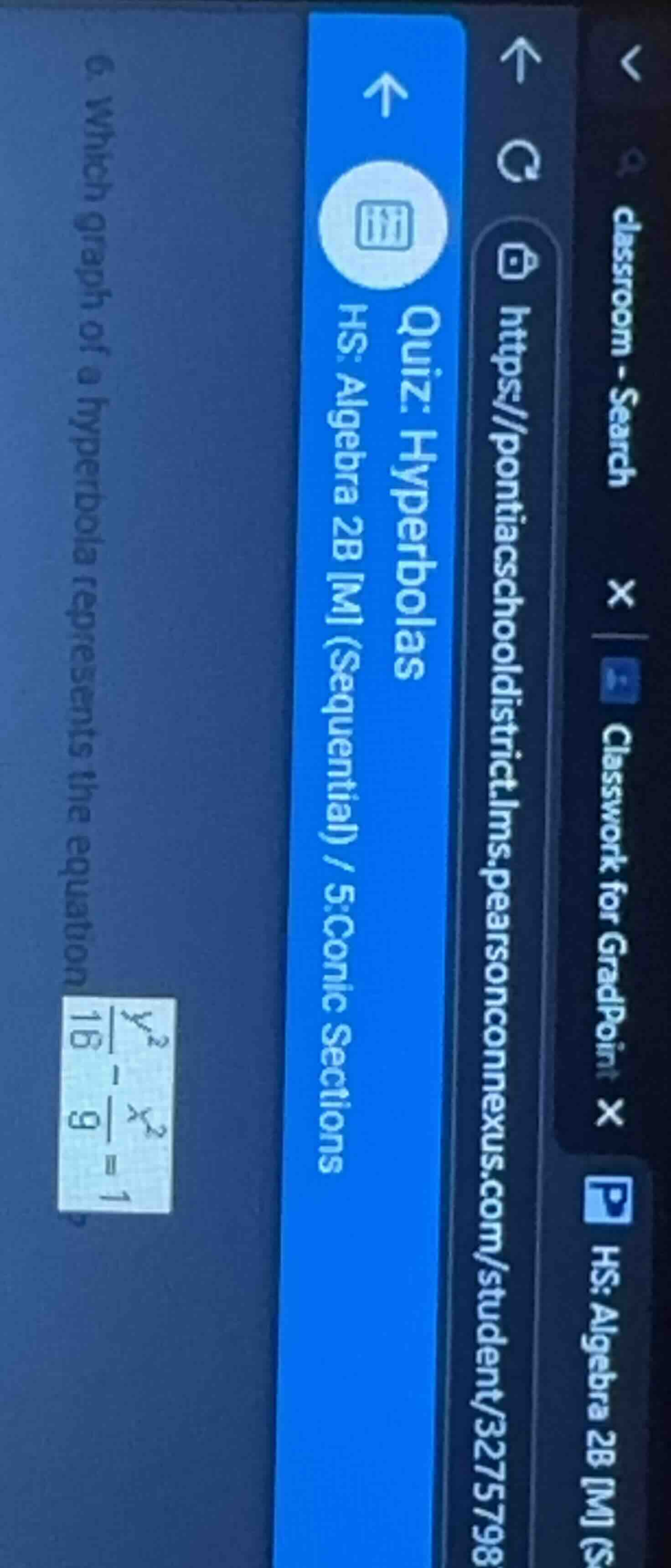 6. which graph of a hyperbola represents the equation \\(\\frac{y^2}{16…