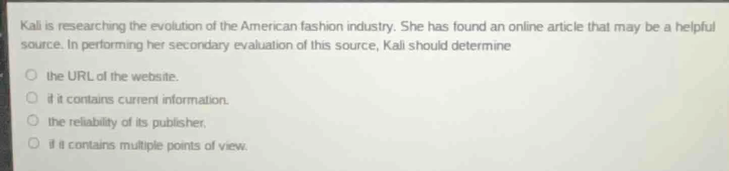 kali is researching the evolution of the american fashion industry. she…