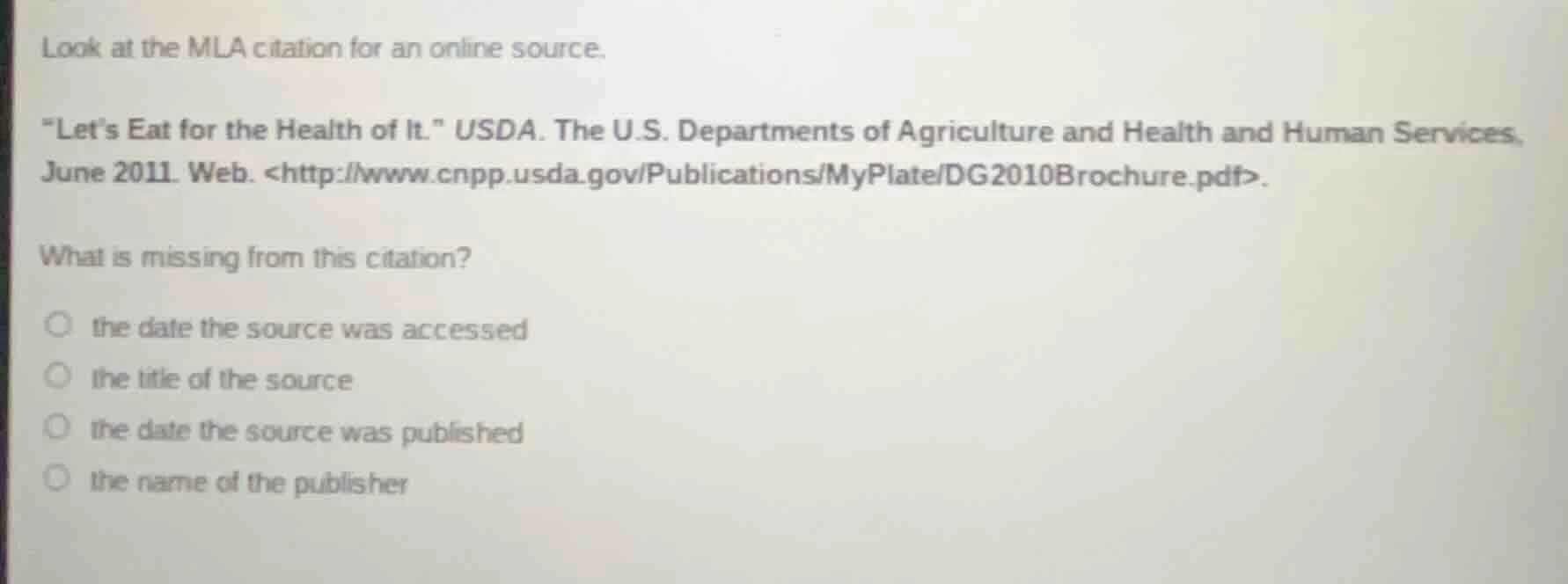look at the mla citation for an online source. \lets eat for the health…