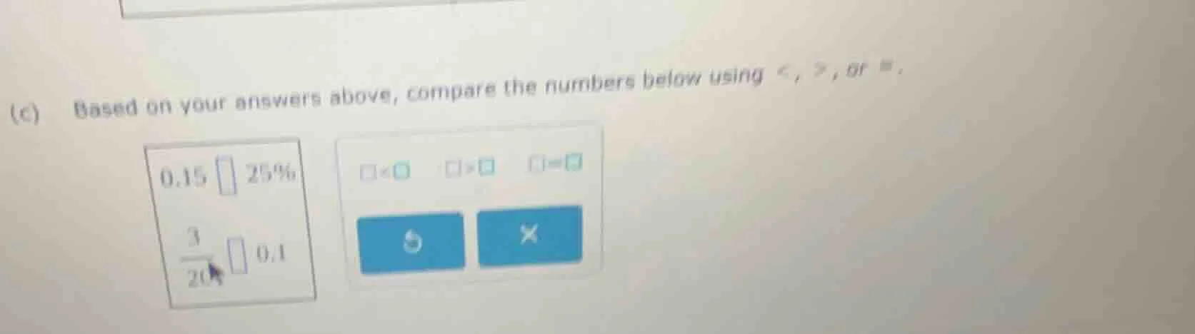 (c) based on your answers above, compare the numbers below using <, >, …