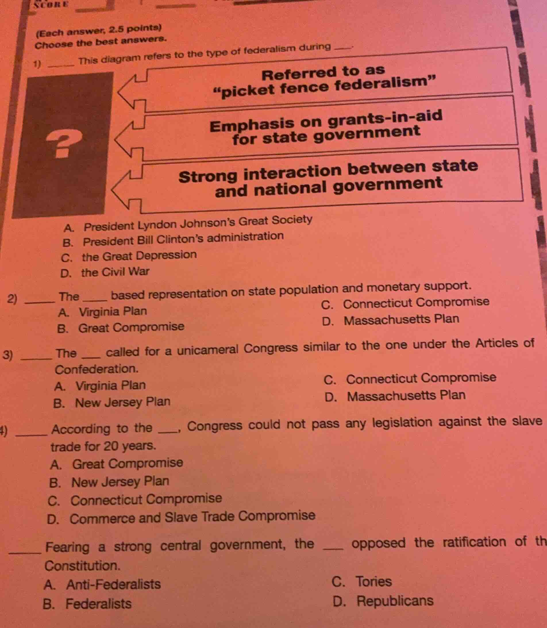 (each answer, 2.5 points) choose the best answers. 1) ____ this diagram…