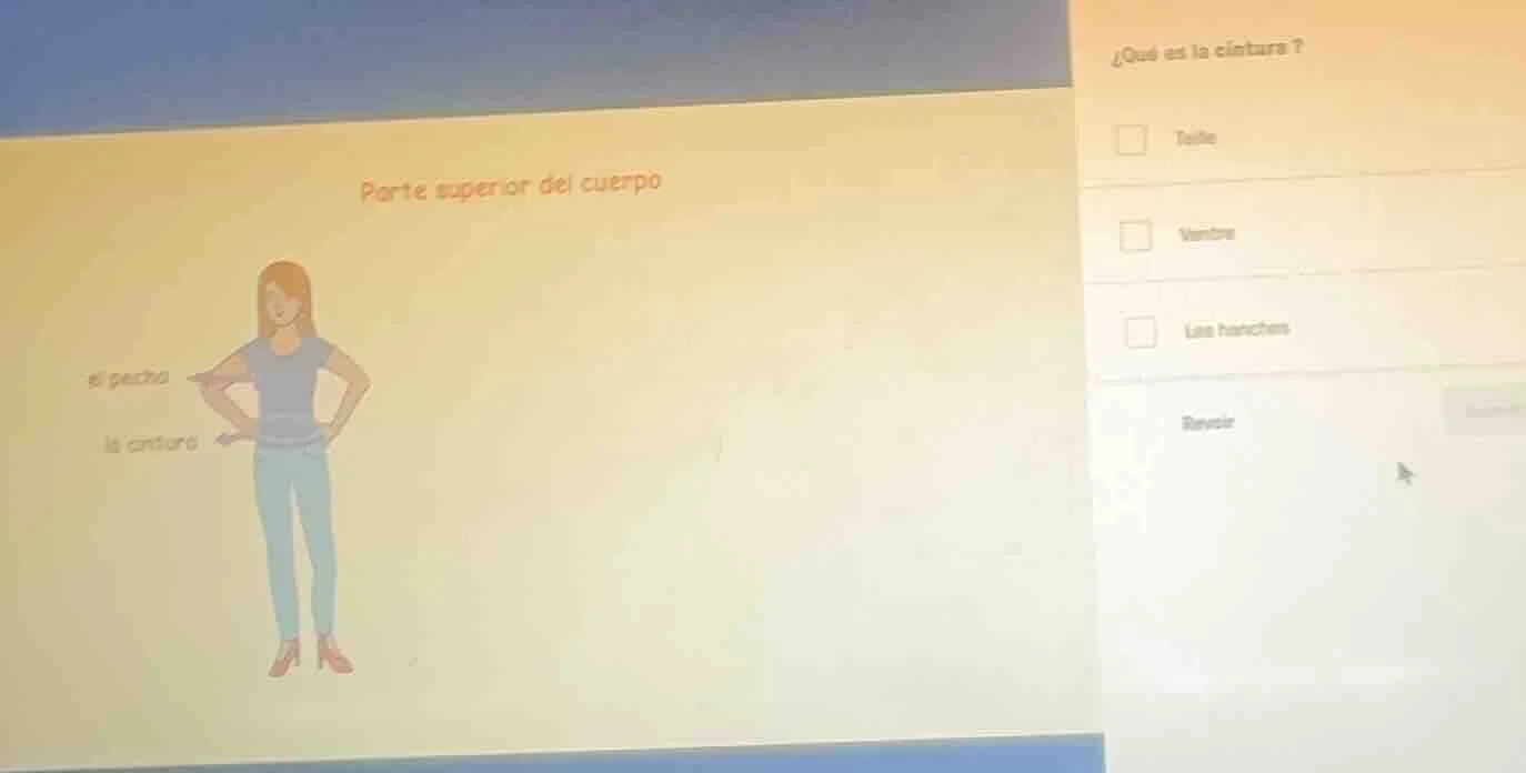 parte superior del cuerpo ei pecho la cintura ¿qué es la cintura ? tall…