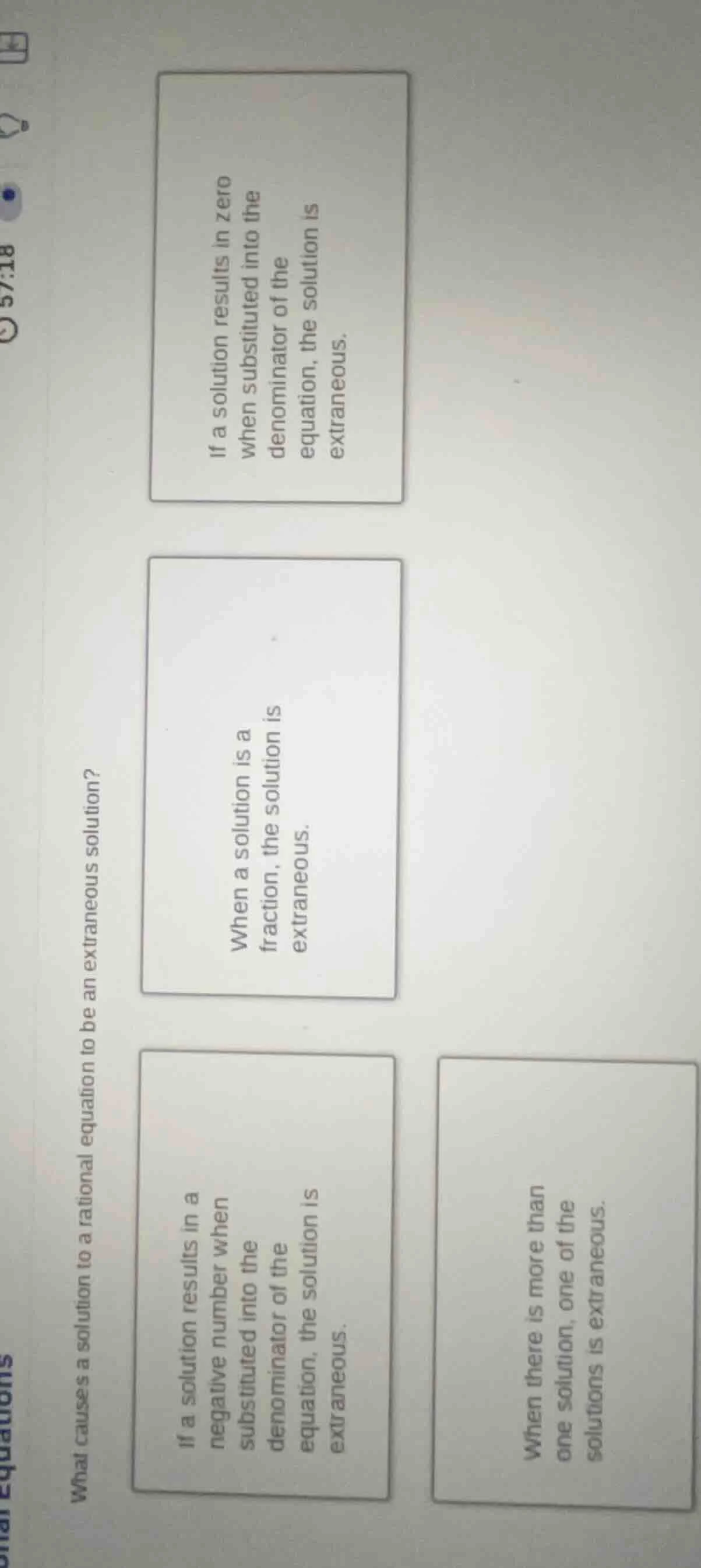 what causes a solution to a rational equation to be an extraneous solut…