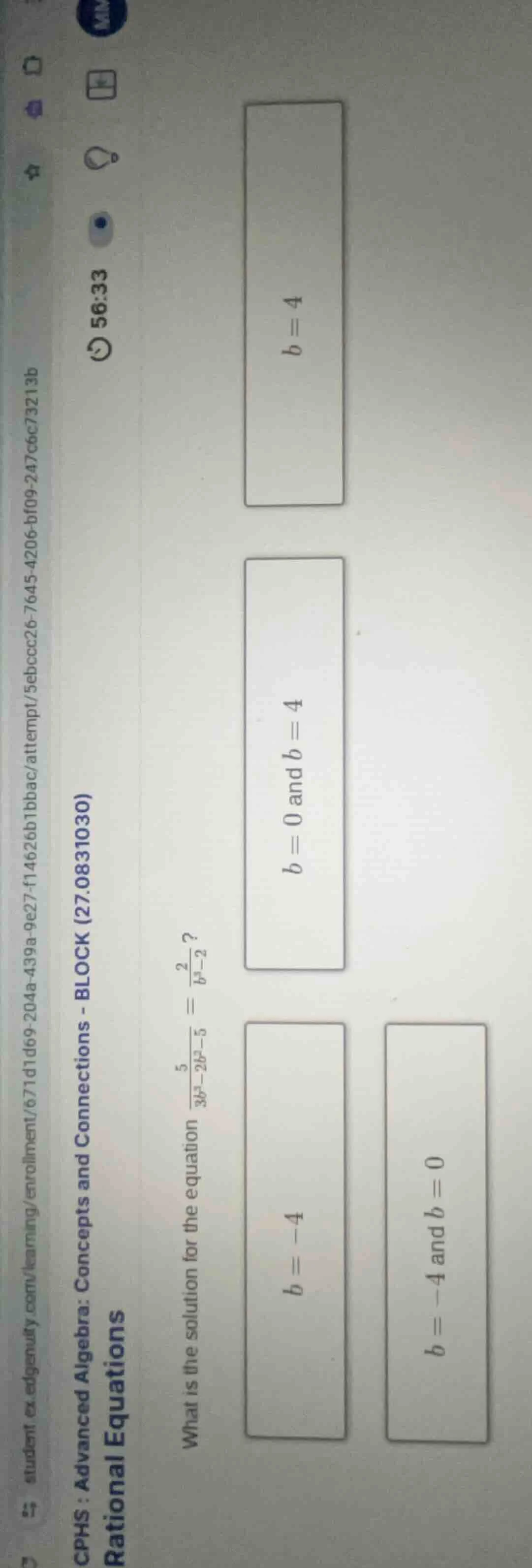 what is the solution for the equation \\(\\frac{5}{3b^3 - 2b^2 - 5} = \…