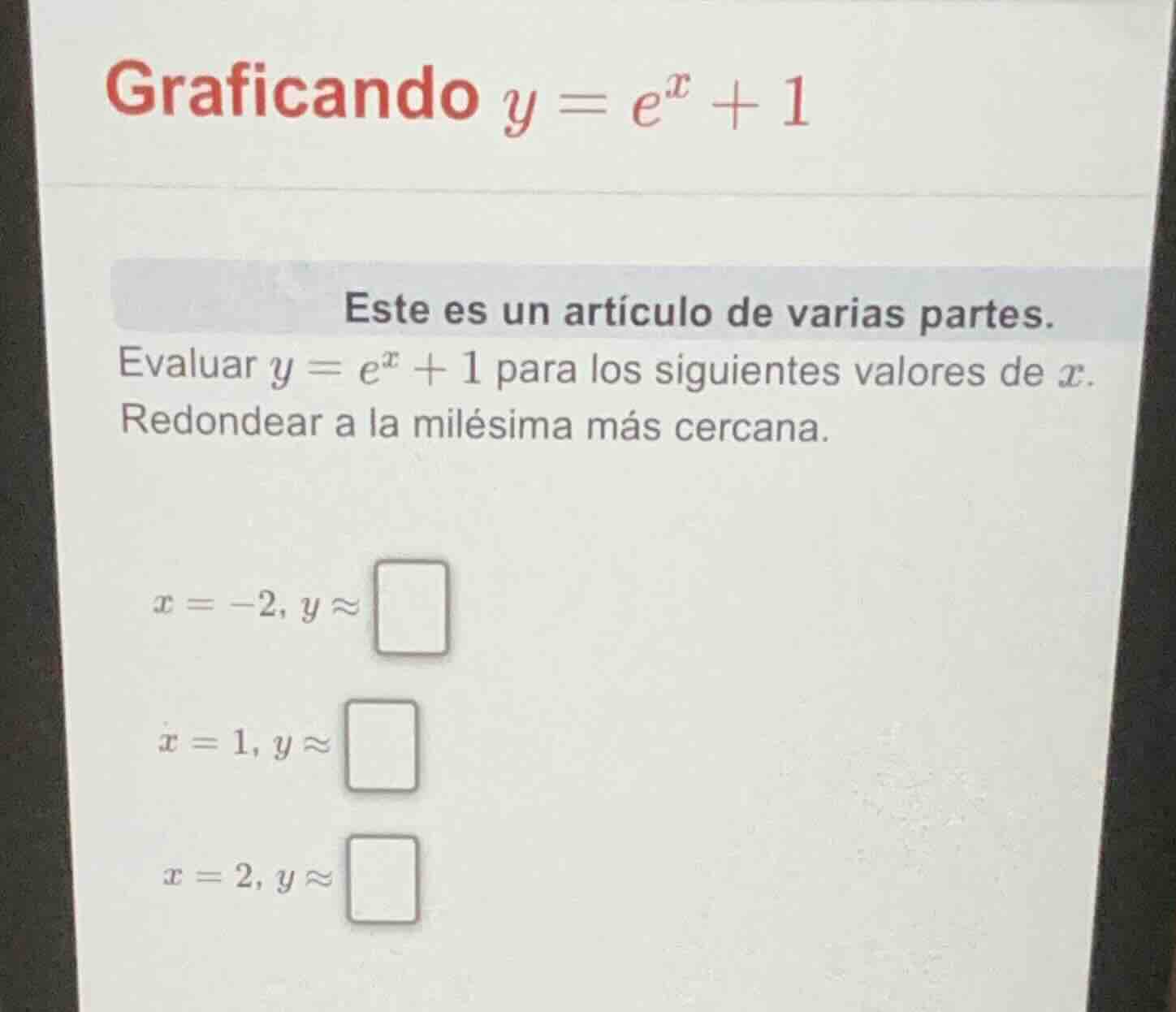 grafícando $y = e^x + 1$ este es un artículo de varias partes. evaluar …
