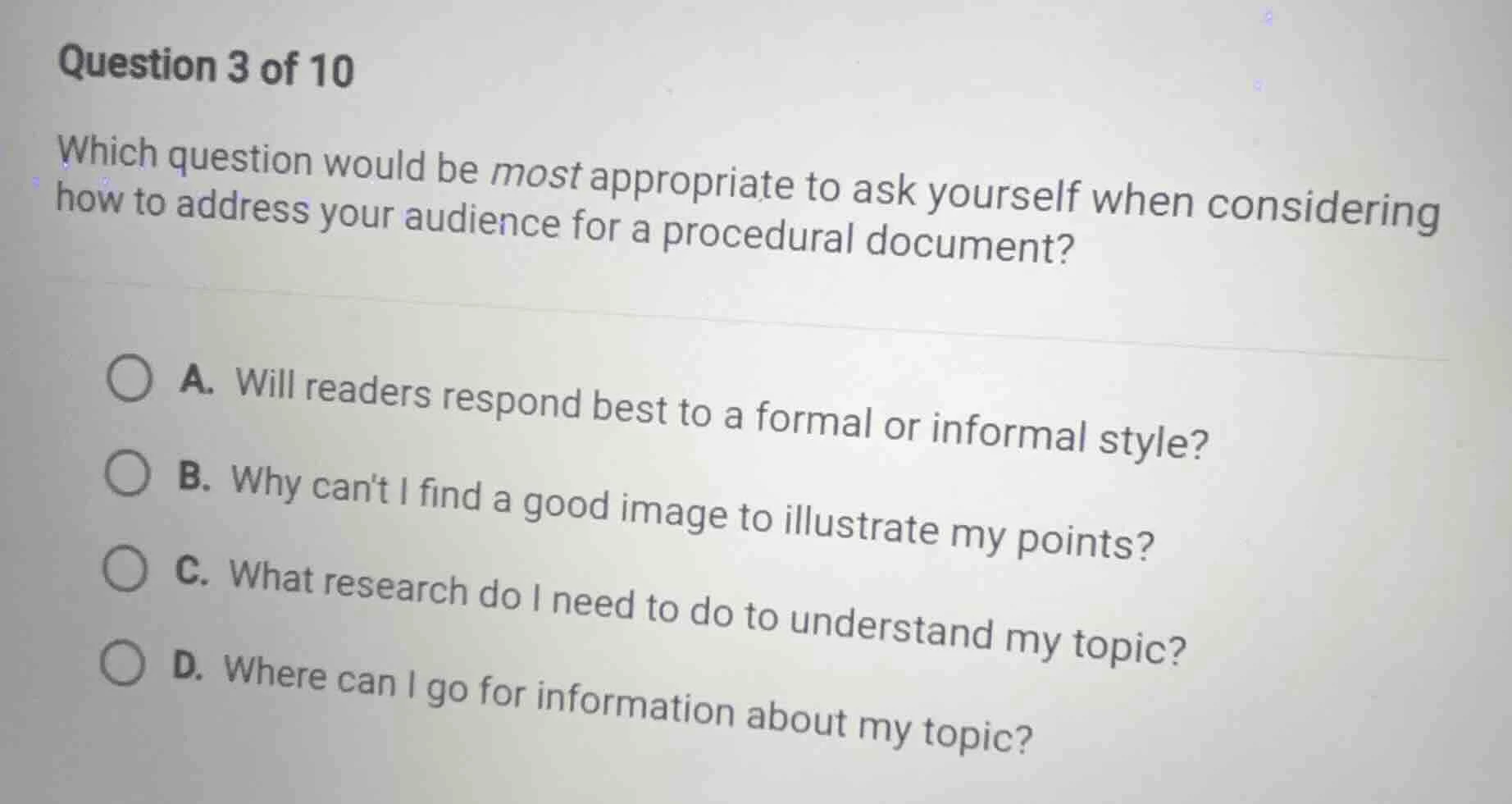 question 3 of 10 which question would be most appropriate to ask yourse…