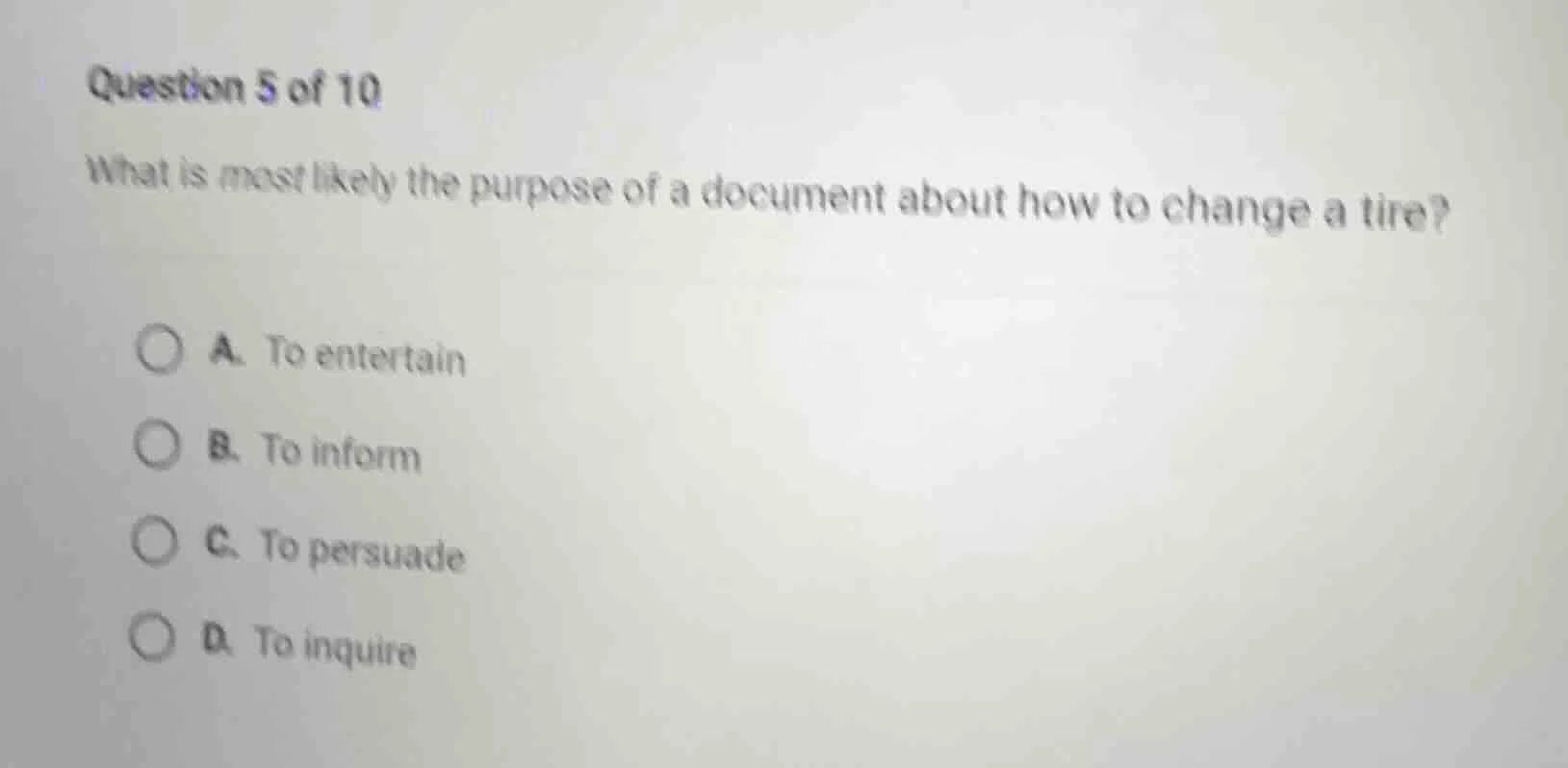 question 5 of 10 what is most likely the purpose of a document about ho…
