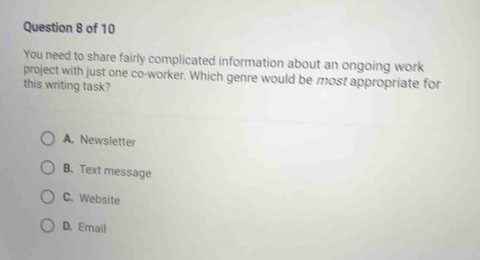question 8 of 10 you need to share fairly complicated information about…