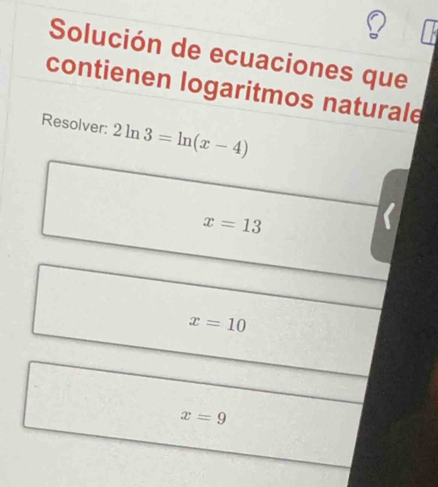 solución de ecuaciones que contienen logaritmos naturale resolver: $2\\…