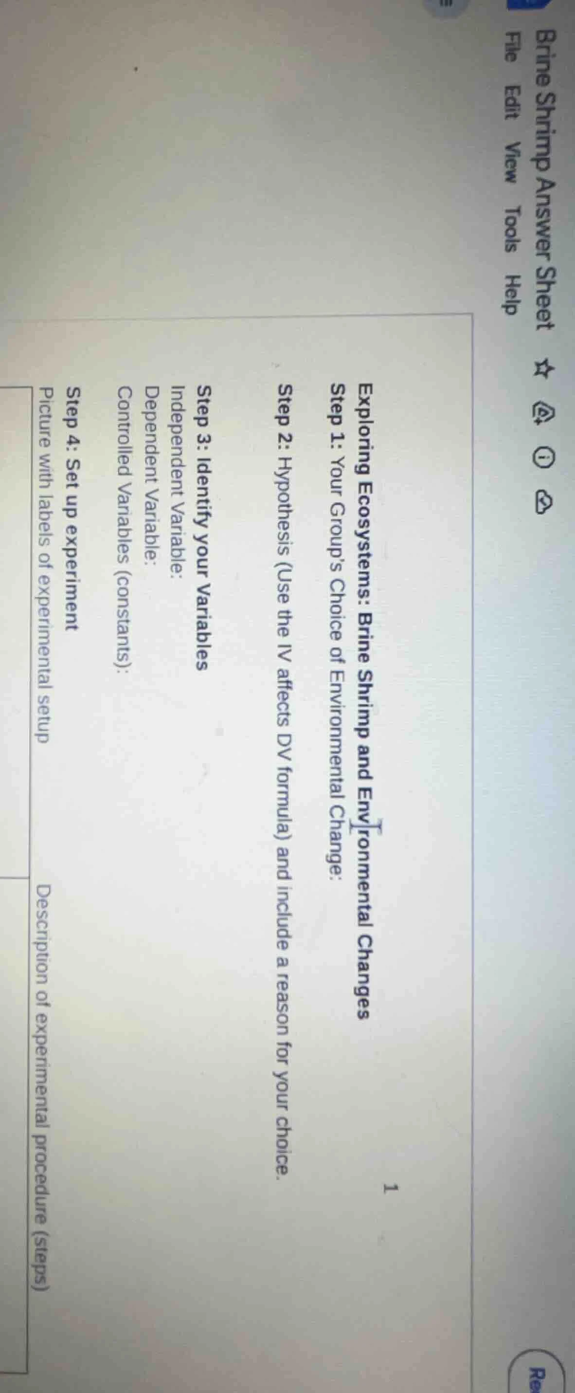 exploring ecosystems: brine shrimp and environmental changes step 1: yo…