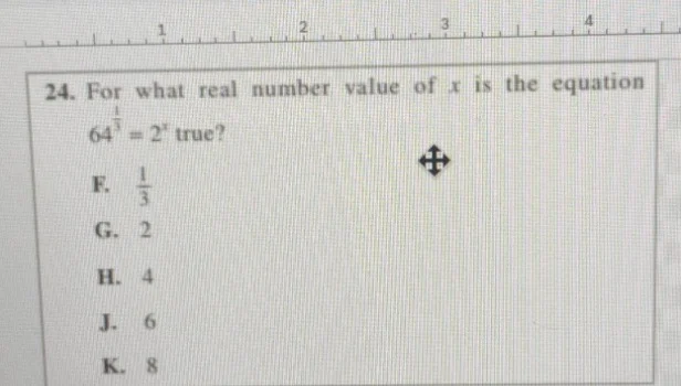 24. for what real number value of x is the equation $64^{\\frac{1}{3}} …