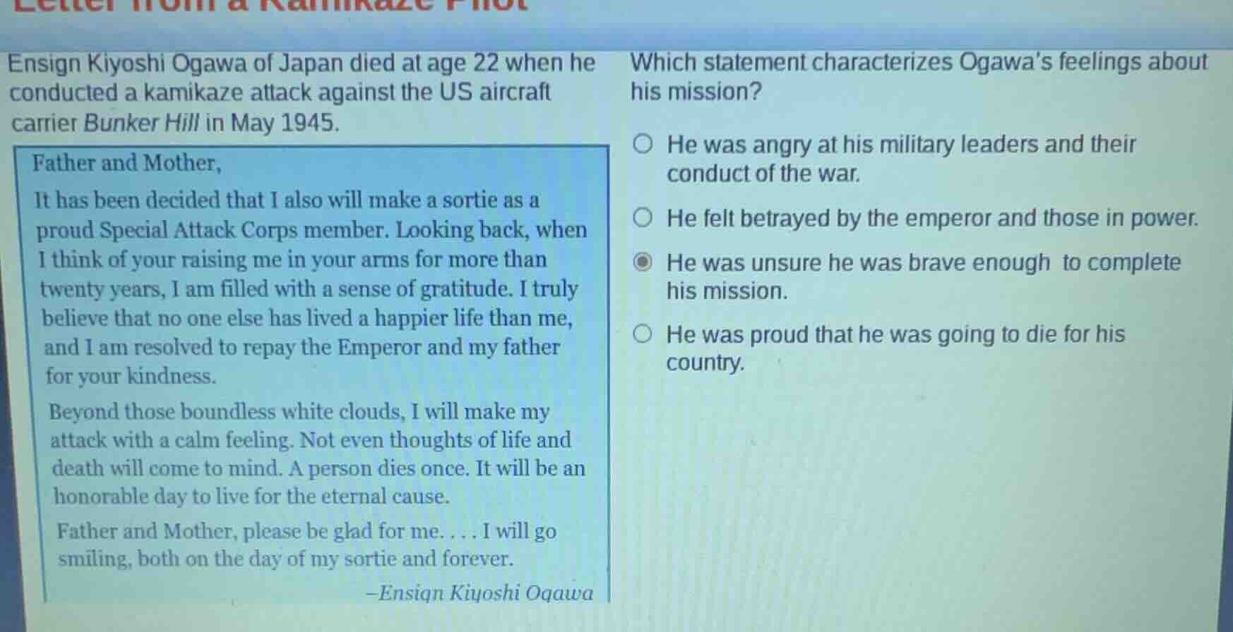 letter from a kamikaze pilot ensign kiyoshi ogawa of japan died at age …