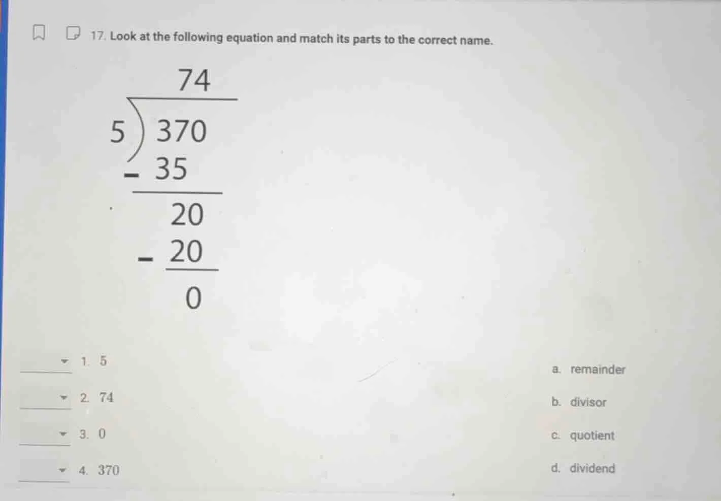 17. look at the following equation and match its parts to the correct n…