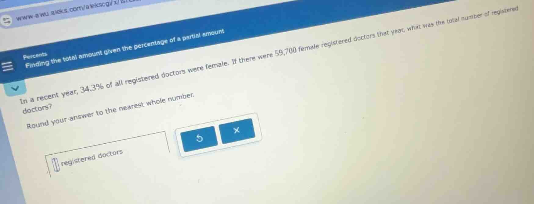 percents finding the total amount given the percentage of a partial amo…