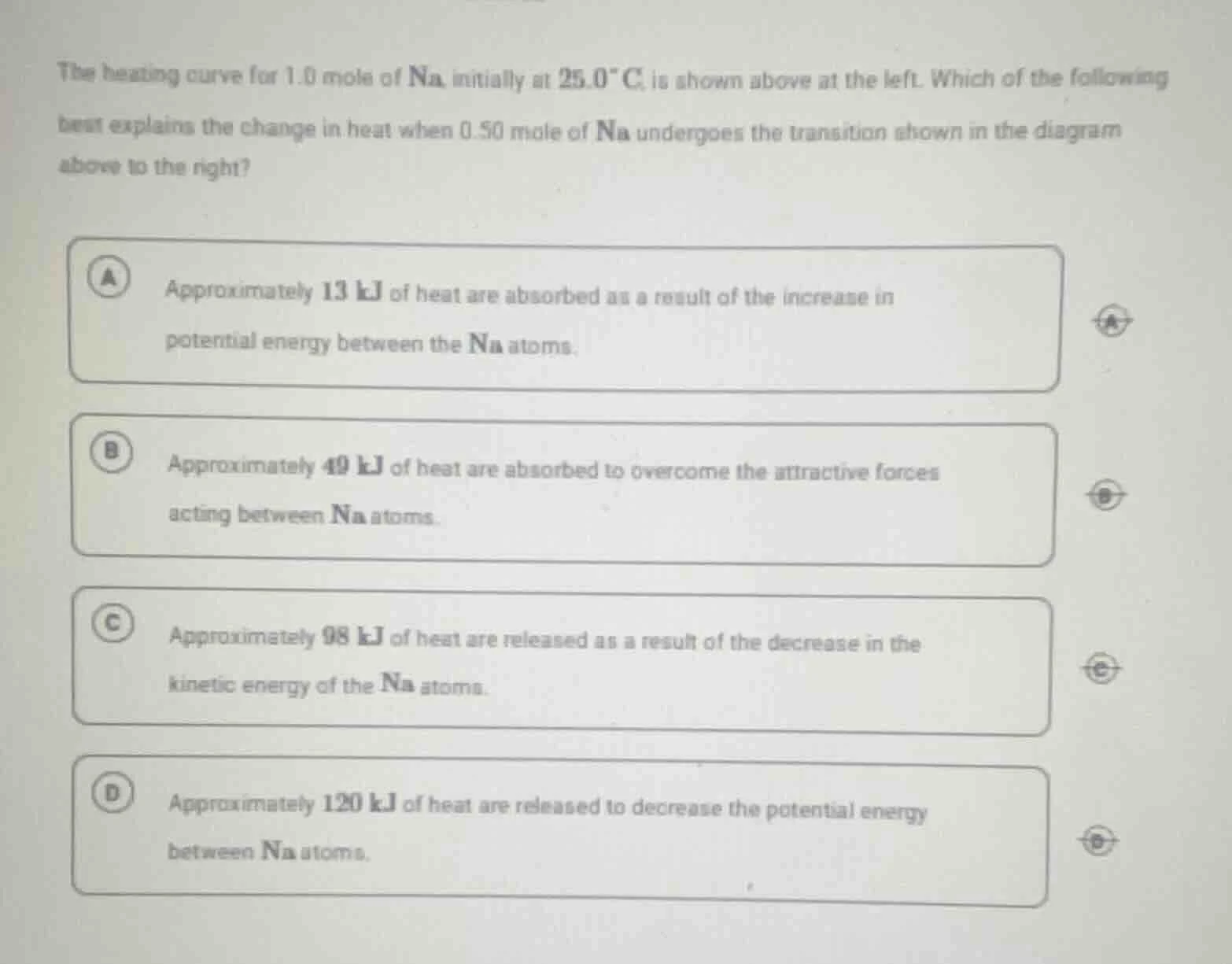 the heating curve for 1.0 mole of na initially at 25.0°c is shown above…