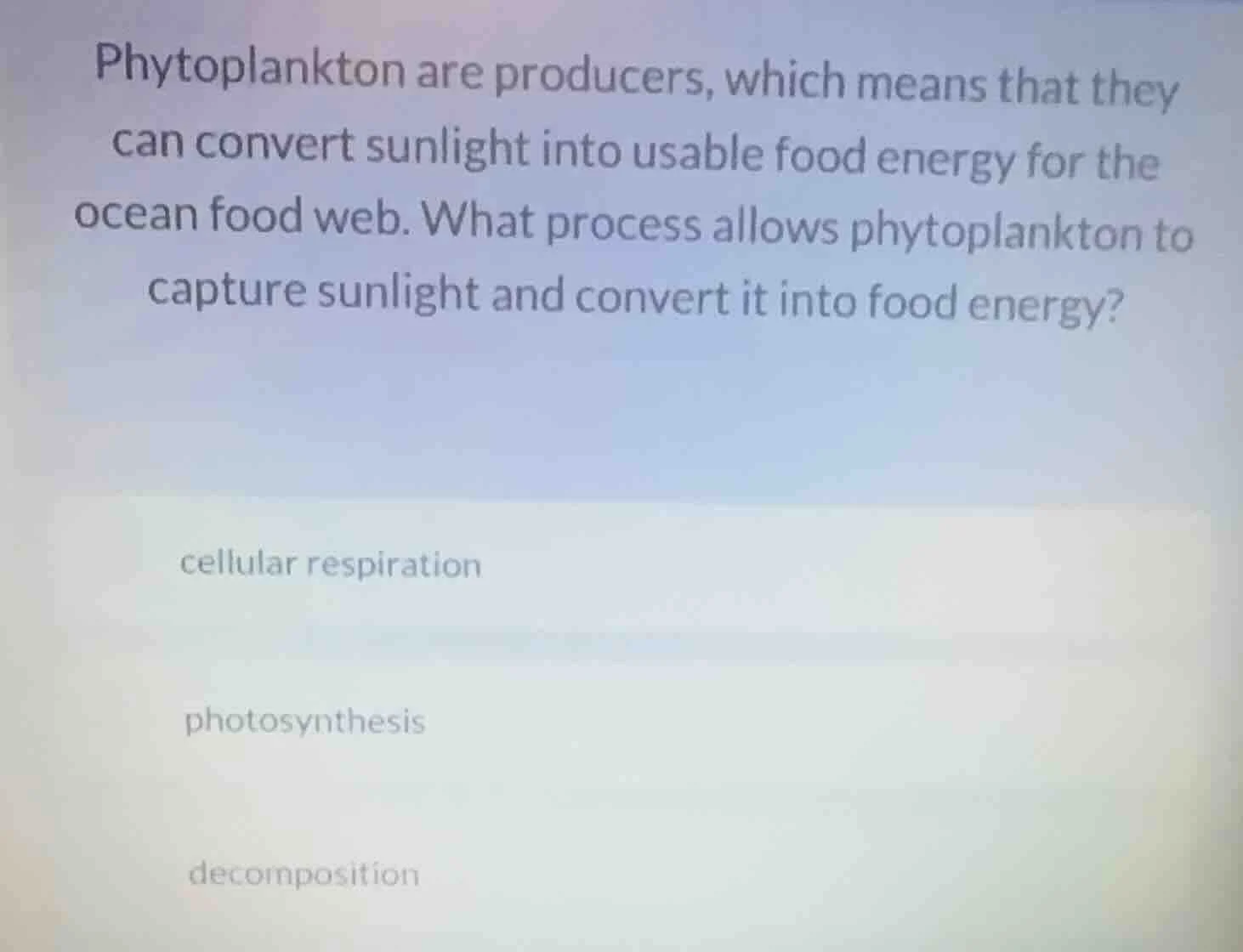 phytoplankton are producers, which means that they can convert sunlight…