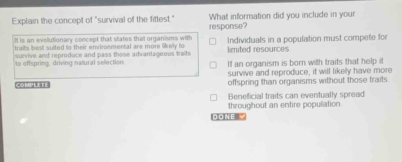 explain the concept of \survival of the fittest.\ it is an evolutionary…