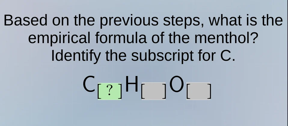 based on the previous steps, what is the empirical formula of the menth…