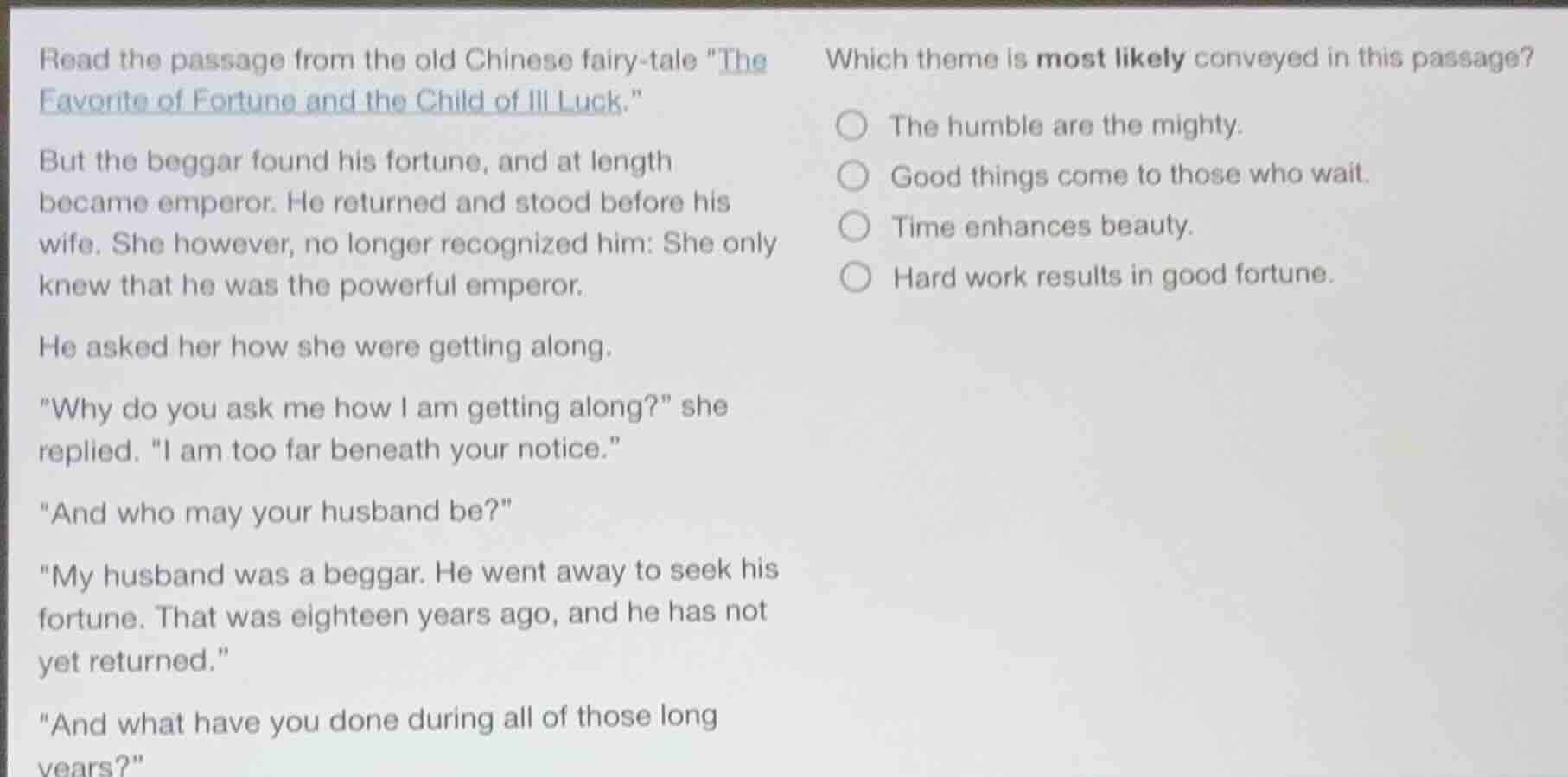 read the passage from the old chinese fairy - tale \the favorite of for…