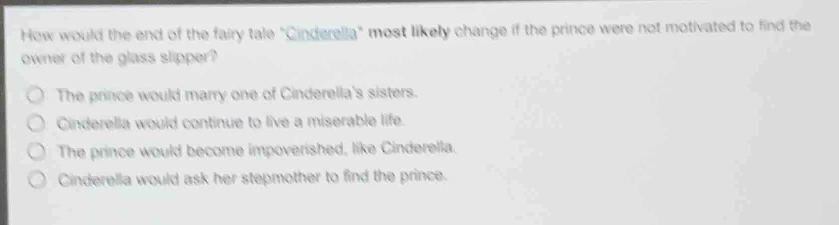 how would the end of the fairy tale \cinderella\ most likely change if …
