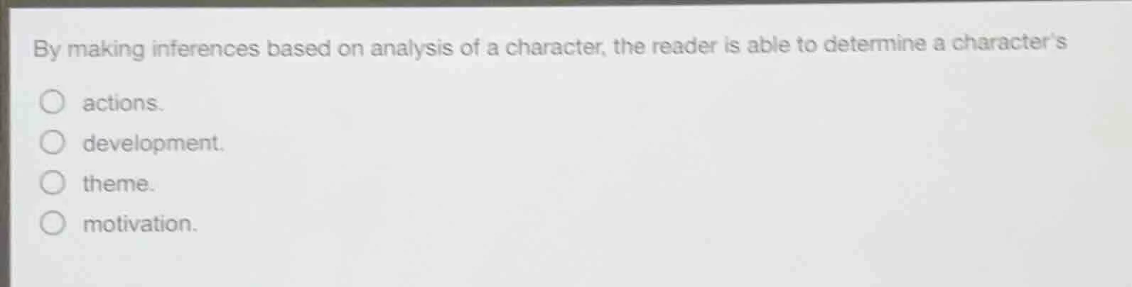 by making inferences based on analysis of a character, the reader is ab…
