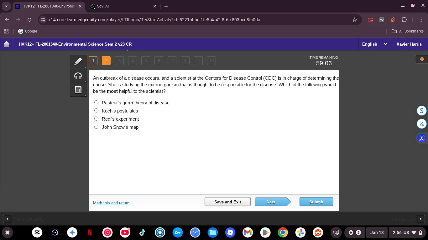 an outbreak of a disease occurs, and a scientist at the centers for dis…